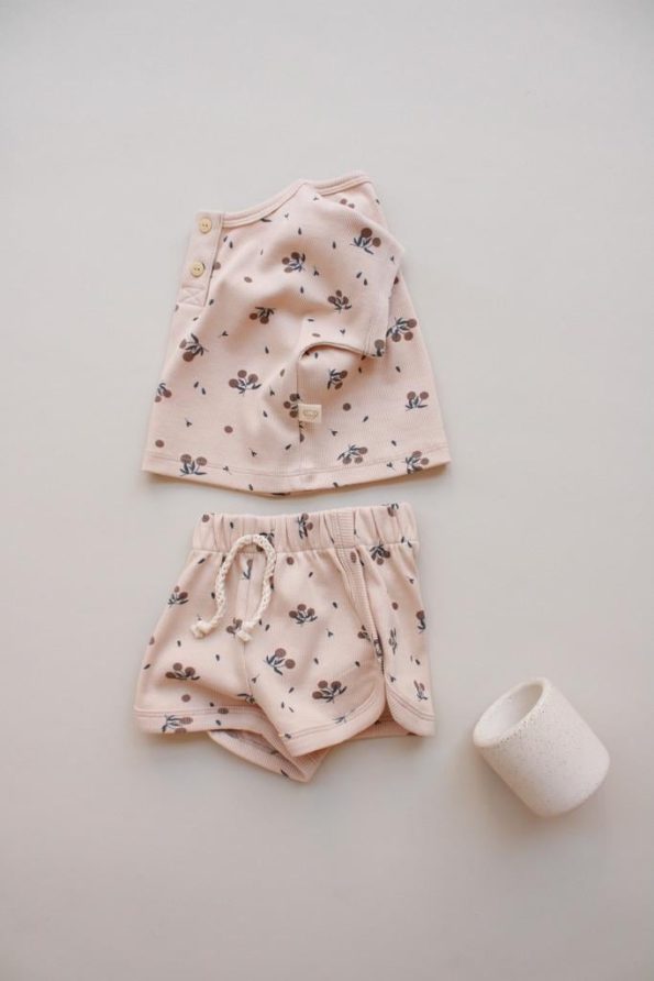 Olive Print Knit Top and Bottom Set