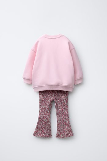 Printed Bell-Bottom Sweatshirt and Leggings Set