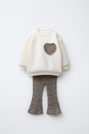 Printed Bell-Bottom Sweatshirt and Legging Set