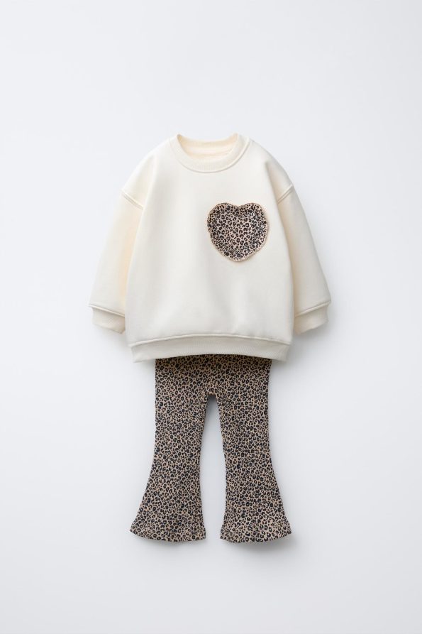 Printed Bell-Bottom Sweatshirt and Legging Set