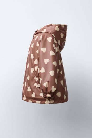 Printed Waterproof Rubber Raincoat with Fleece Lining