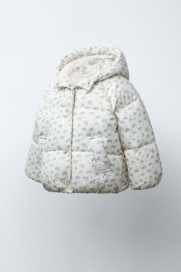 Floral Fleece-Lined Puffer Coat