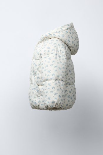 Flower Print Padded Jacket with Fleece Lining