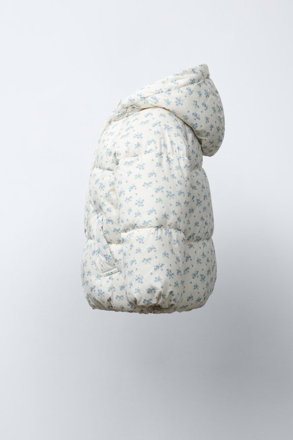 Flower Print Padded Jacket with Fleece Lining