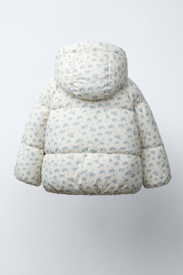 Flower Print Padded Jacket with Fleece Lining