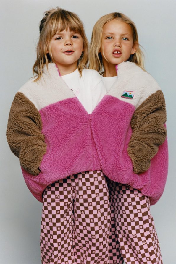 Color Block Faux Shearling Jacket with Label Detail
