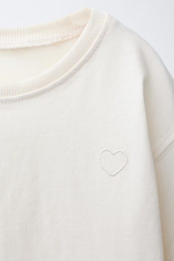 Basic T-Shirt with Embroidered Heart