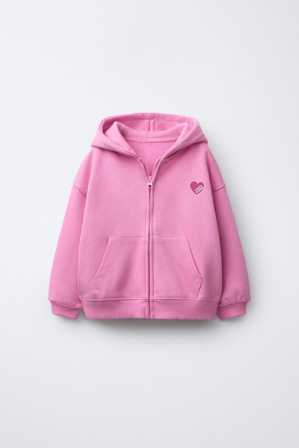 Heart Print Zip-Up Sweatshirt