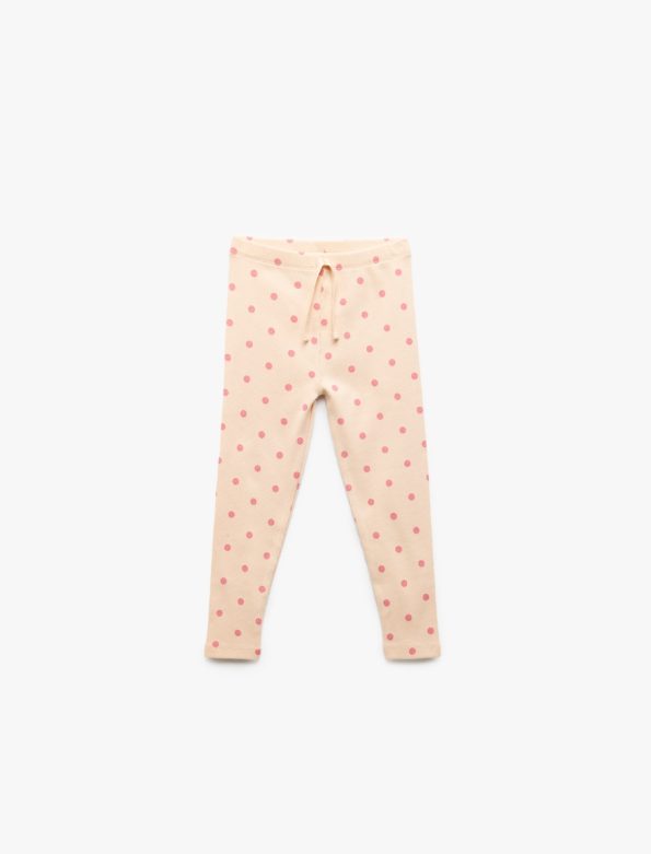 Girls' Cotton Polka Dot Basic Leggings with Elastic Waist