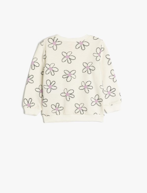 Girls' Long Sleeve Cotton Floral Print Sweatshirt