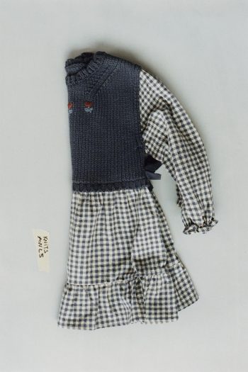 Checked Dress with Knit Vest