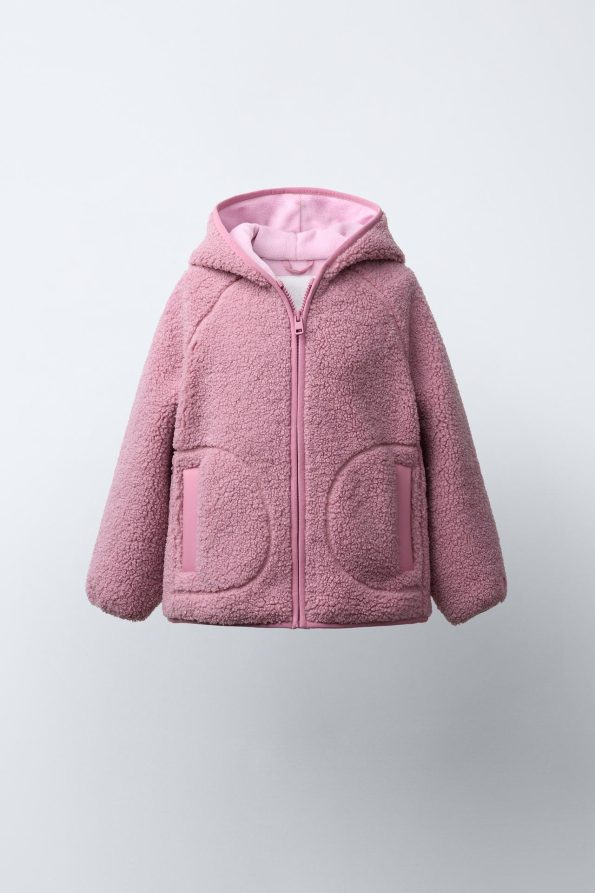 Hooded Faux Wool Jacket