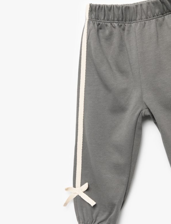 Girls' Cotton Elastic Waist Bow Detail Jogger Pants