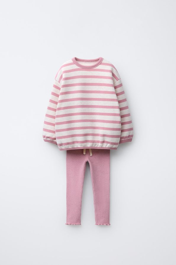 Striped Sweatshirt and Soft Touch Leggings Set