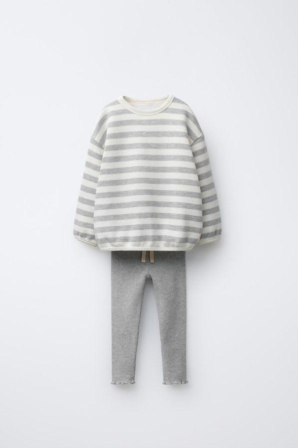 Striped Sweatshirt and Soft Touch Leggings Set