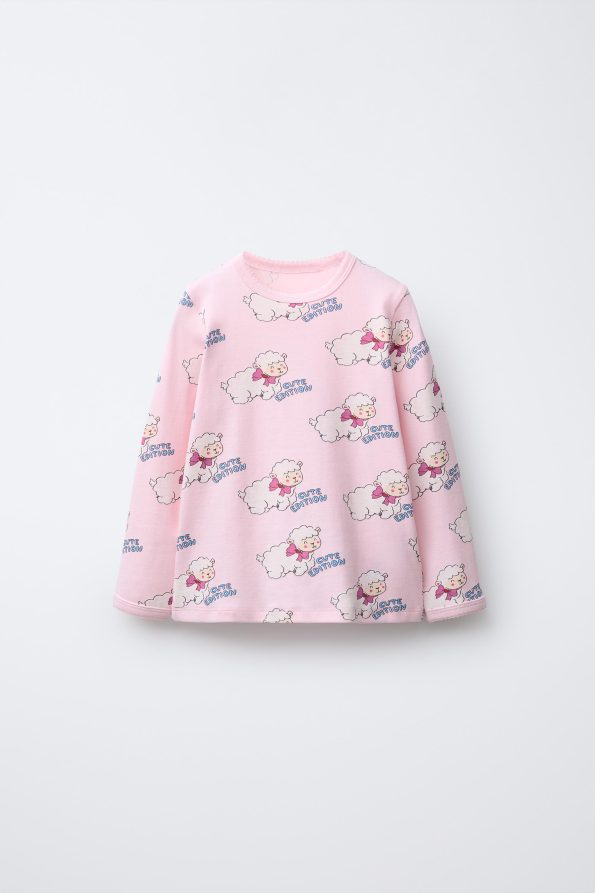 Kids' Pajama Set with Lamb Print for Ages 2-6