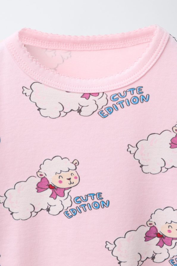 Kids' Pajama Set with Lamb Print for Ages 2-6