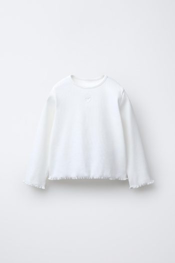 Heart Patterned Ribbed T-Shirt