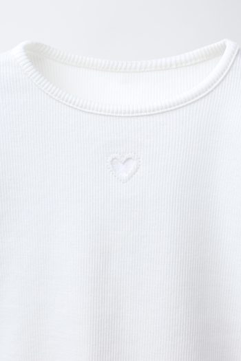 Heart Patterned Ribbed T-Shirt