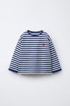 Heavy Fabric Heart Patch Striped T-Shirt