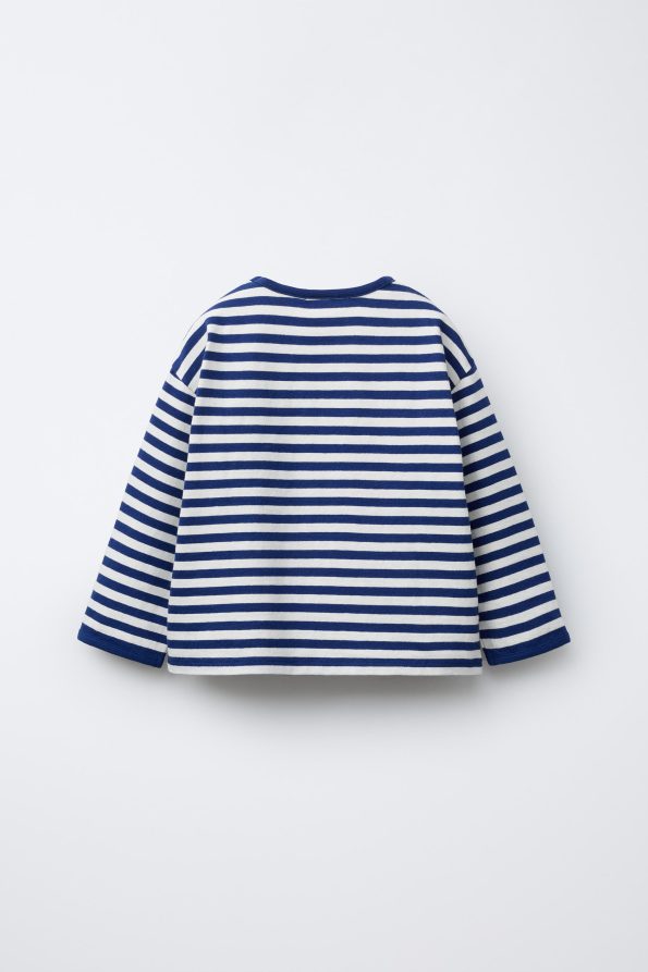 Heavy Fabric Heart Patch Striped T-Shirt