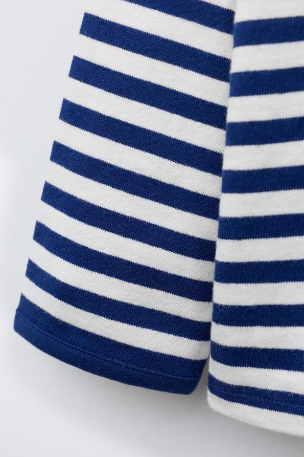 Heavy Fabric Heart Patch Striped T-Shirt