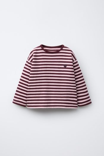 Heavy Fabric Heart Patch Striped T-Shirt