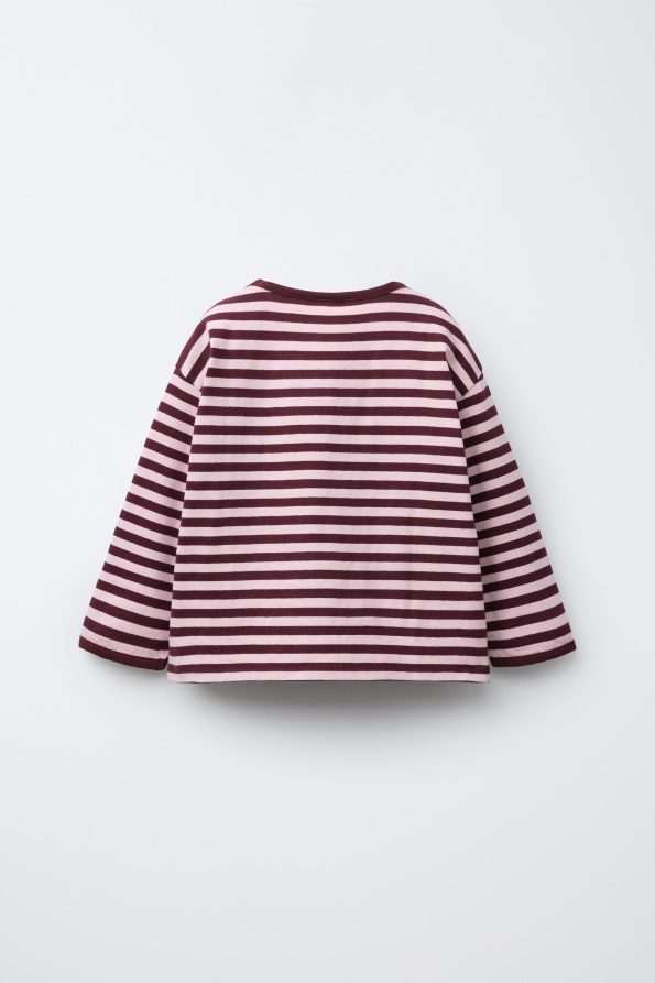 Heavy Fabric Heart Patch Striped T-Shirt