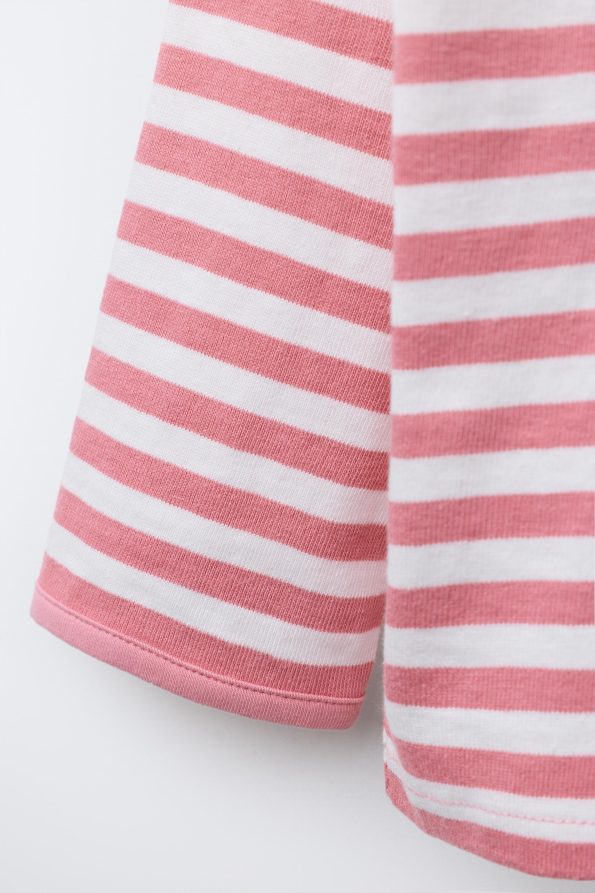 Heavy Fabric Heart Patch Striped T-Shirt