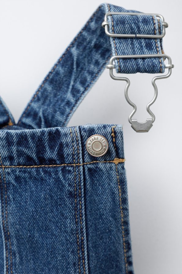 Long Star Embroidered Denim Overalls