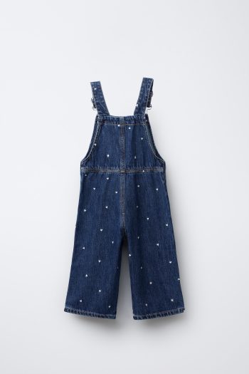 Embroidered Hearts Denim Overall