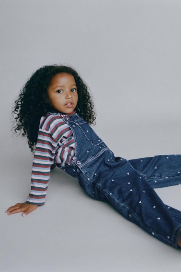 Embroidered Hearts Denim Overall