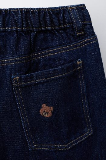Embroidered Bear Culottes Jeans