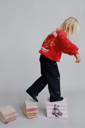 Embroidered Bear Culottes Jeans