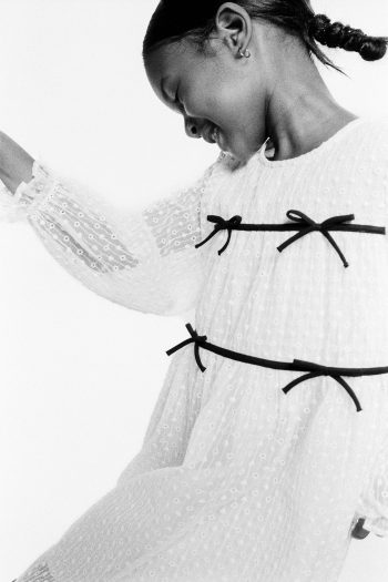 Embroidered Tulle Dress with Bow