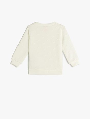 Girls' Basic Long Sleeve Sweatshirt with Heart Detail