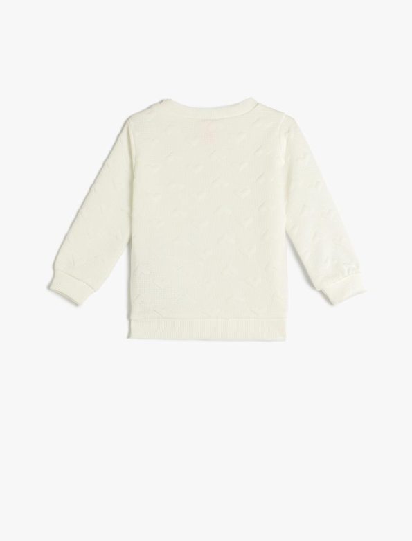 Girls' Basic Long Sleeve Sweatshirt with Heart Detail