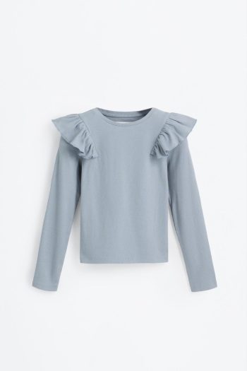 Ruffled and Ribbed T-Shirt
