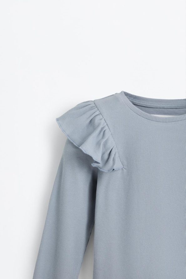 Ruffled and Ribbed T-Shirt