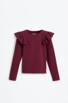 Ruffled Striped Long Sleeve T-Shirt