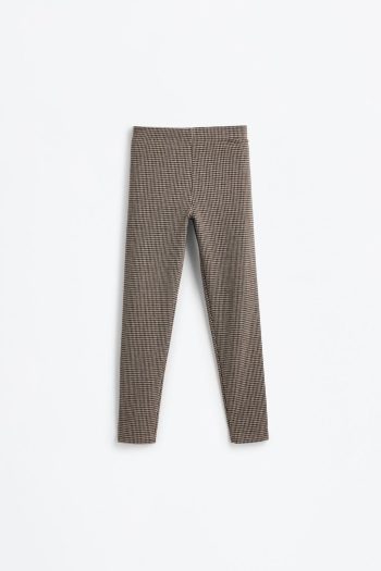 Checked Thick Stretch Knit Leggings