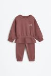Elastic Hem Sweatshirt and Cotton Pants Set