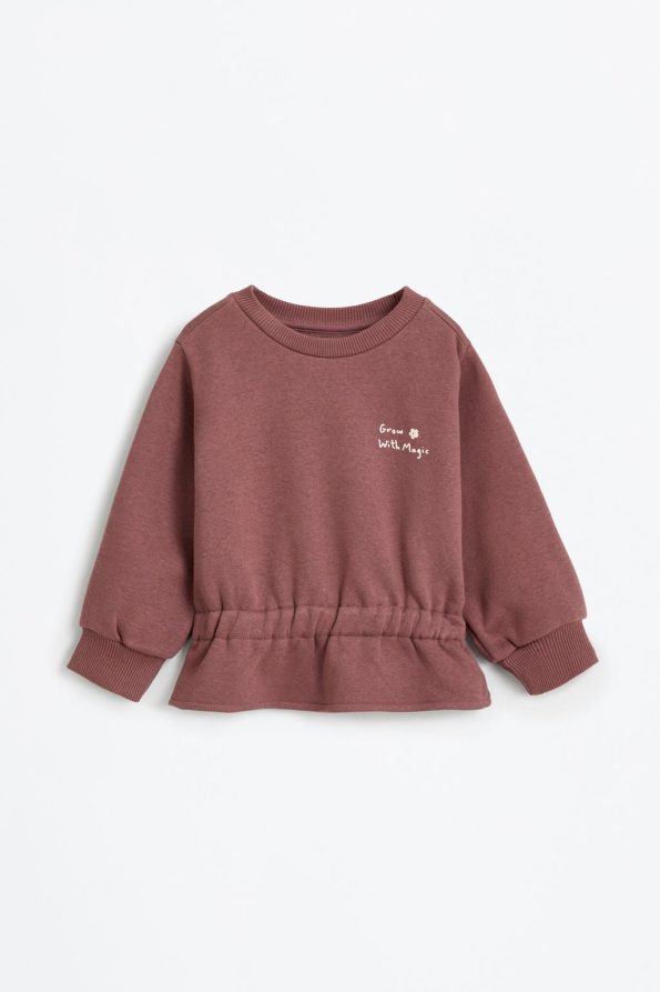 Elastic Hem Sweatshirt and Cotton Pants Set
