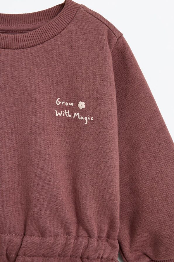 Elastic Hem Sweatshirt and Cotton Pants Set