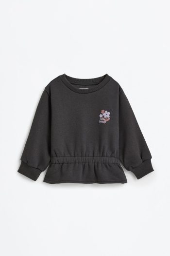 Elastic Hem Sweatshirt and Cotton Pants Set