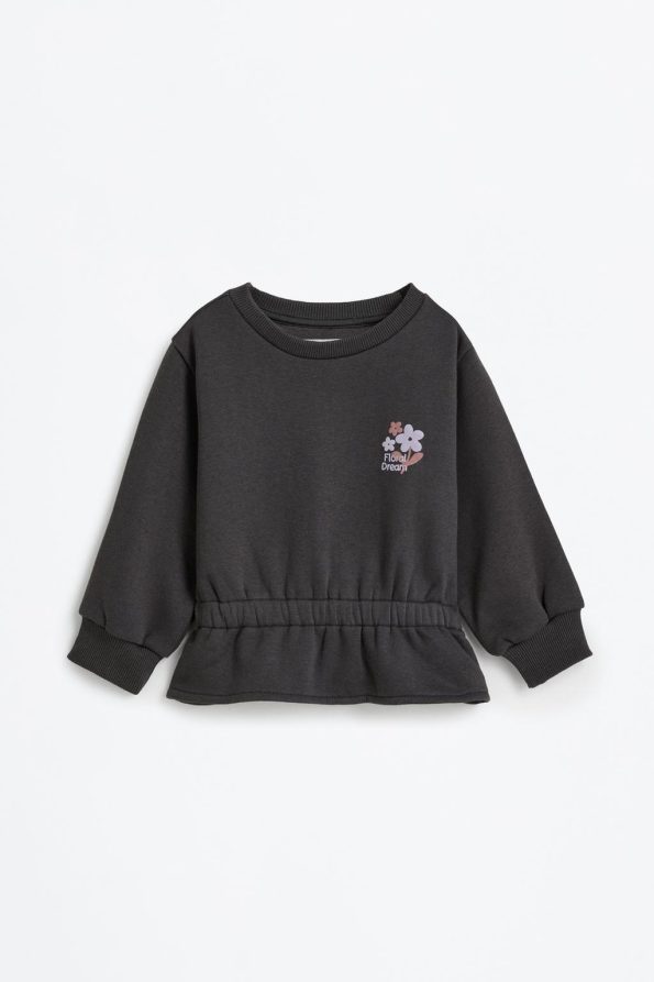 Elastic Hem Sweatshirt and Cotton Pants Set