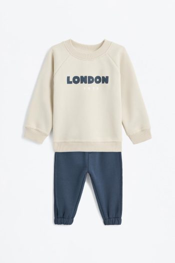 Printed Cotton Sweatshirt and Pants Set