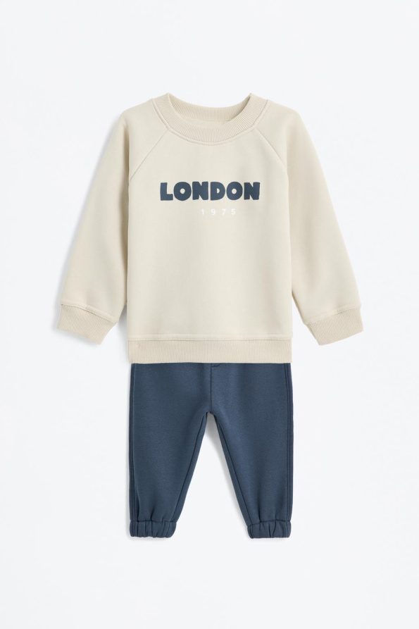 Printed Cotton Sweatshirt and Pants Set