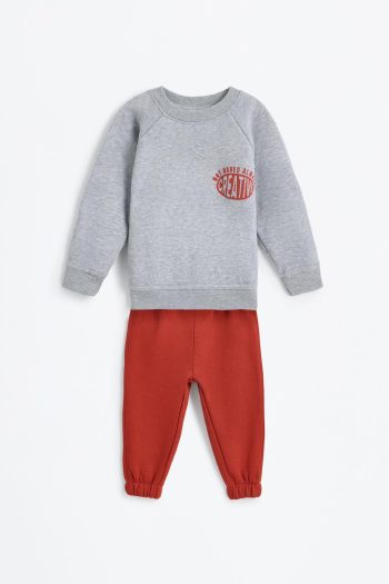 Printed Cotton Sweatshirt and Pants Set