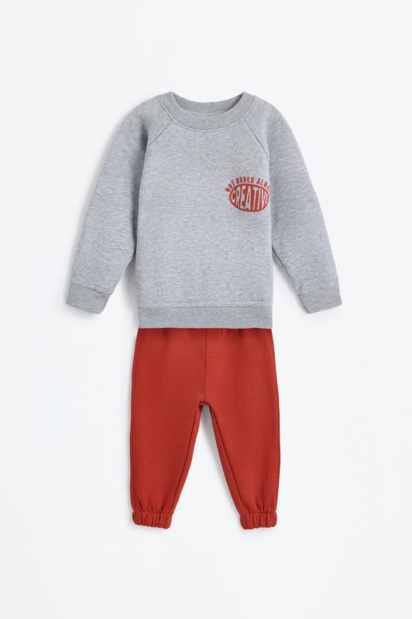 Printed Cotton Sweatshirt and Pants Set